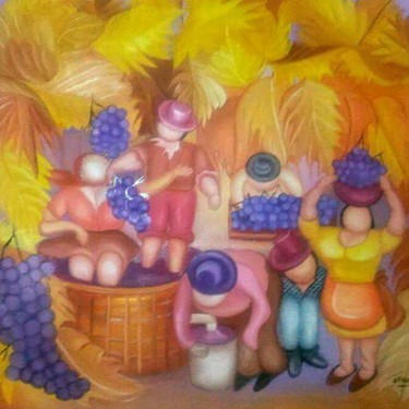 Painting titled "Vendemmia d'autunno" by Giuseppina Freni, Original Artwork, Oil