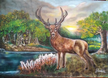Pintura titulada "Cervo" por Cardellarte, Obra de arte original, Oleo Montado en Bastidor de camilla de madera