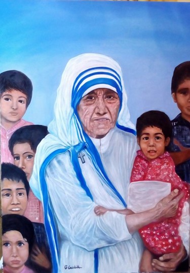 绘画 标题为“Madre Teresa di Cal…” 由Cardellarte, 原创艺术品, 油