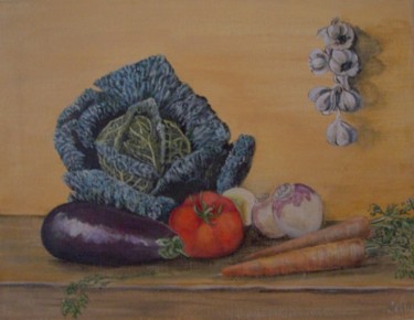 Peinture intitulée "tresors du jardin" par Gizelia, Œuvre d'art originale