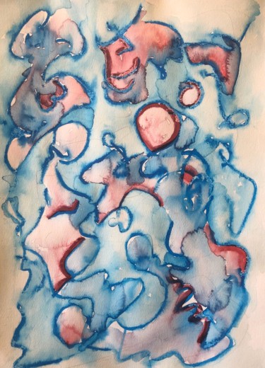 "BLUE PINK" başlıklı Tablo Gizem Kırmızı tarafından, Orijinal sanat, Suluboya