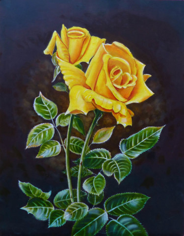 Painting titled "TEXAS ROSE" by Gordon Whiting, Original Artwork, Oil