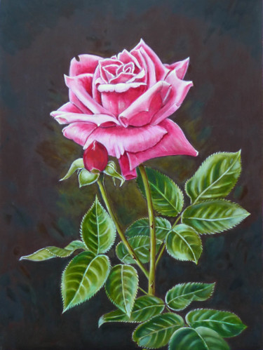 Painting titled "My English Rose" by Gordon Whiting, Original Artwork, Oil