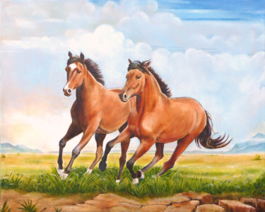Painting titled "DIABLO AND TONI" by Gordon Whiting, Original Artwork, Oil