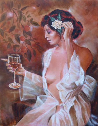 Painting titled "THE GIRL WITH GARDE…" by Gordon Whiting, Original Artwork, Oil