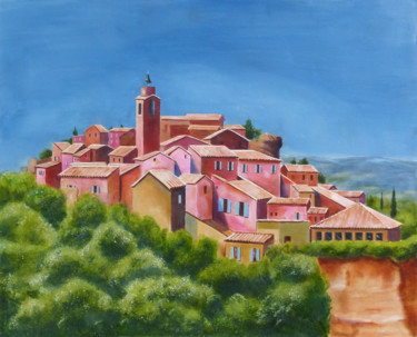 Painting titled "LE VILLAGE" by Gordon Whiting, Original Artwork, Oil