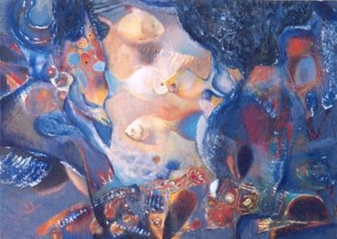Peinture intitulée "poissons" par Edmond Gjikopulli, Œuvre d'art originale