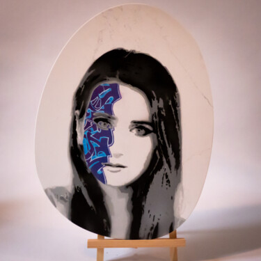 Peinture intitulée "l'art du visage- le…" par Gk Stencil, Œuvre d'art originale, Bombe aérosol