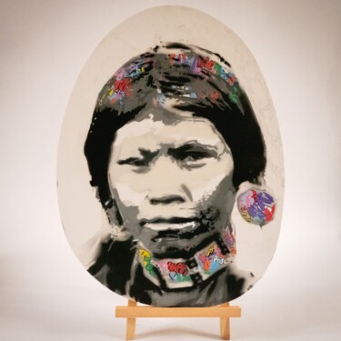 Peinture intitulée "l'art du visage-sou…" par Gk Stencil, Œuvre d'art originale, Bombe aérosol