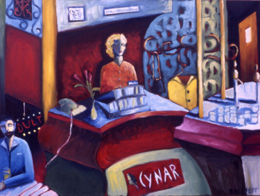 Painting titled "MARYLIN AT BAR MAGE…" by Gi Kalweit, Original Artwork, Oil