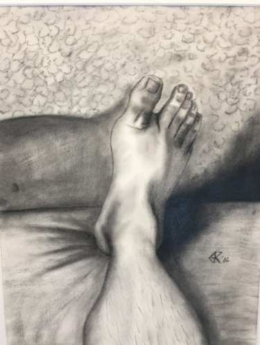 Tekening getiteld "Foreshortened Foot…" door Gregory Paul Kampwirth, Origineel Kunstwerk