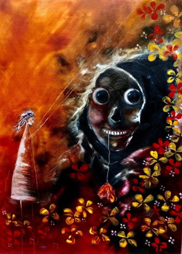 Schilderij getiteld "MACARIA" door Katie Guittard, Origineel Kunstwerk, Olie