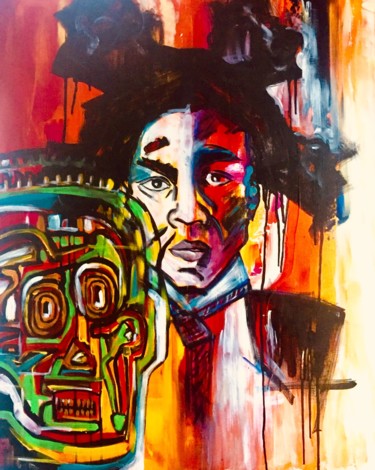 Painting titled "Basquiat deux en un…" by Katie Guittard, Original Artwork, Acrylic