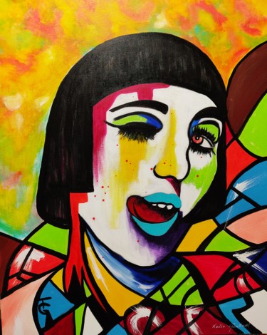 Painting titled "ROSSY DE PALMA 3" by Katie Guittard, Original Artwork, Acrylic Mounted on Wood Stretcher frame