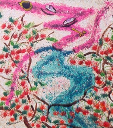 Peinture intitulée "cerisier" par Georges Koutsandreou, Œuvre d'art originale