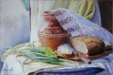 Painting titled "Деревенский натюрмо…" by Tatiana Gladkova, Original Artwork, Oil