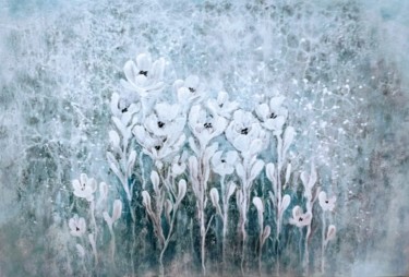 Картина под названием "Зимние цветы (Winte…" - Мarina Gladush, Подлинное произведение искусства, Акрил Установлен на Деревян…