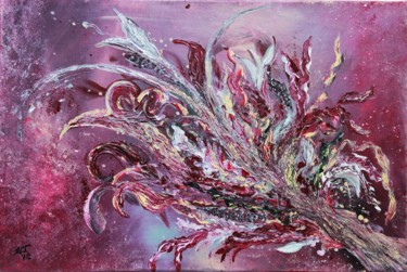 Картина под названием "Розовое дерево" - Мarina Gladush, Подлинное произведение искусства, Акрил Установлен на Деревянная ра…