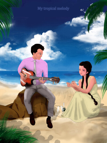 Arte digitale intitolato "My tropical melody" da Gladys F. Carré Hermantin, Opera d'arte originale, Lavoro digitale 2D