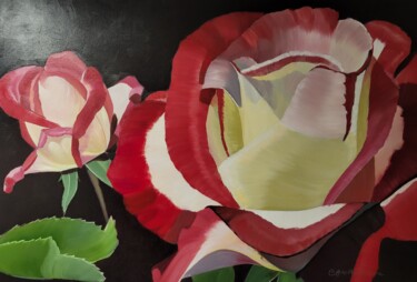 Painting titled "Rose" by Gladys Gonzales-Sceirine, Original Artwork, Oil