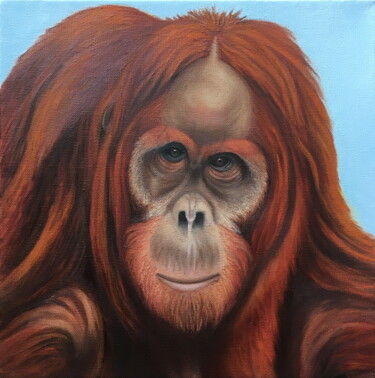 Painting titled "Orangutan" by Gladys Jimenez, Original Artwork, Oil