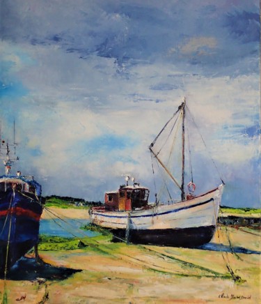 Malerei mit dem Titel "bateaux en baie du…" von Claude Michel David, Original-Kunstwerk, Öl