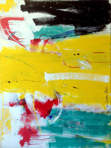 Peinture intitulée "Espace jaune.jpg" par Gilbert Laporta, Œuvre d'art originale, Acrylique