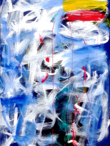 Картина под названием "Jaune & Rouge insol…" - Gilbert Laporta, Подлинное произведение искусства, Акрил