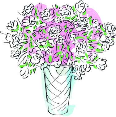 Digital Arts titled "Fleurs & vase 4.jpg" by Gilbert Laporta, Original Artwork, 2D Digital Work