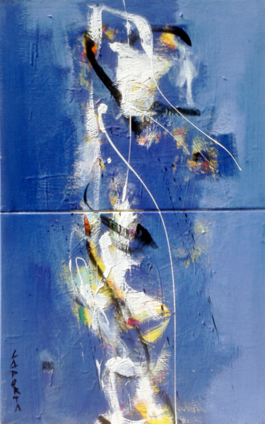 Peinture intitulée "Totem bleu 2.jpg" par Gilbert Laporta, Œuvre d'art originale, Acrylique