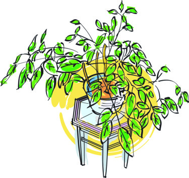 Arte digital titulada "Plante en pot.jpg" por Gilbert Laporta, Obra de arte original, Trabajo Digital 2D