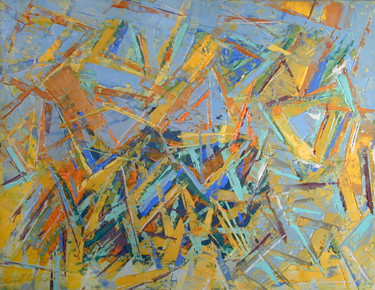 Schilderij getiteld "ST Triangles" door Gilbert Laporta, Origineel Kunstwerk, Olie