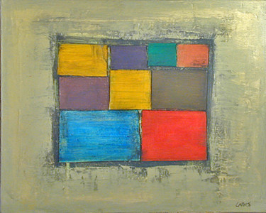 Painting titled "9 rectangles" by Gilbert Laporta, Original Artwork, Oil
