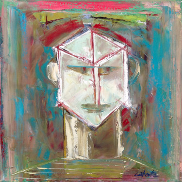 Peinture intitulée "Homme inquiet" par Gilbert Laporta, Œuvre d'art originale, Huile