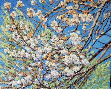 Peinture intitulée "Branche de cerisier" par Glaréole, Œuvre d'art originale, Acrylique