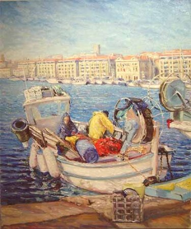 Peinture intitulée "Retour de pêche" par Glaréole, Œuvre d'art originale