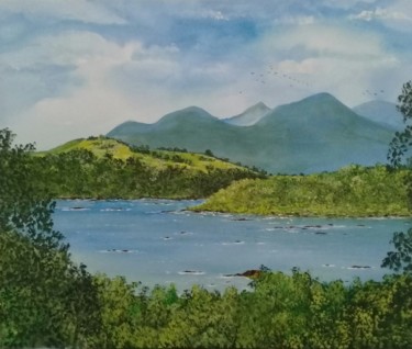 Painting titled "Lake overview" by Glauco, Original Artwork, Acrylic