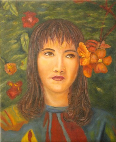 Painting titled "My self portrait." by Gladys Velez, Original Artwork, Oil
