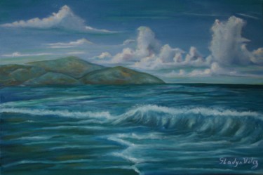 Painting titled "Ocean blue." by Gladys Velez, Original Artwork, Oil