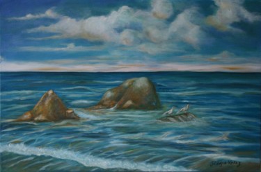 Malerei mit dem Titel "Water is life" von Gladys Velez, Original-Kunstwerk, Öl