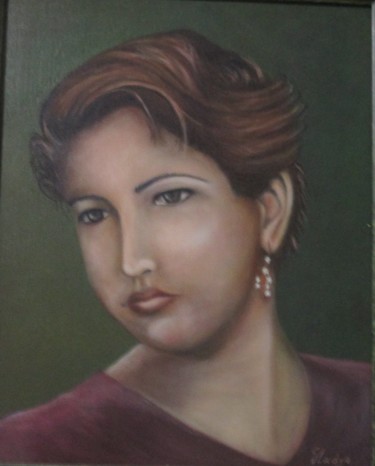 Painting titled "my mother" by Gladys Velez, Original Artwork, Oil