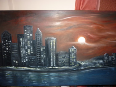 Картина под названием "Ночной город" - G&Inna, Подлинное произведение искусства