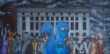 Schilderij getiteld "Berghain Berlin" door Gleb Gornov, Origineel Kunstwerk, Acryl