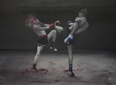 Malerei mit dem Titel "Fightclub" von Gleb Gornov, Original-Kunstwerk, Acryl