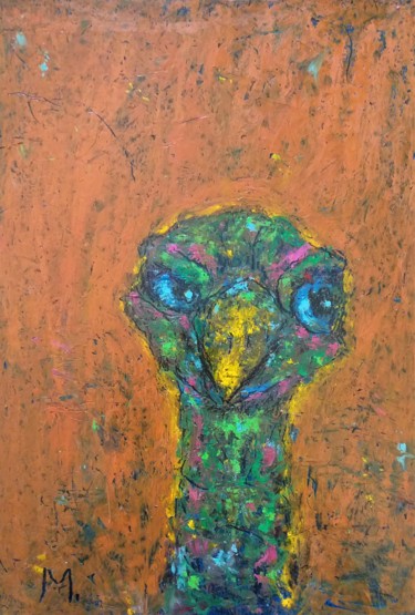Dessin intitulée "Lika an ostrich" par Michele Carosella, Œuvre d'art originale, Pastel