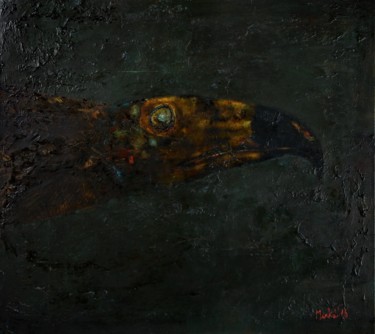 Painting titled "Vulture. Night flig…" by Michele Carosella, Original Artwork, Oil