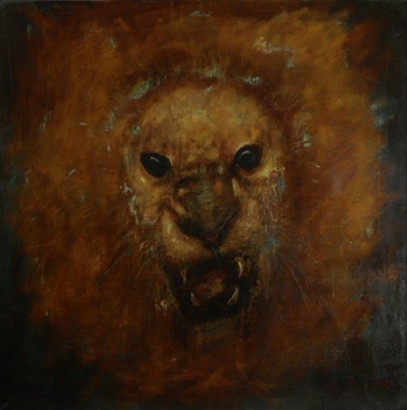 Painting titled "Lion" by Michele Carosella, Original Artwork, Oil