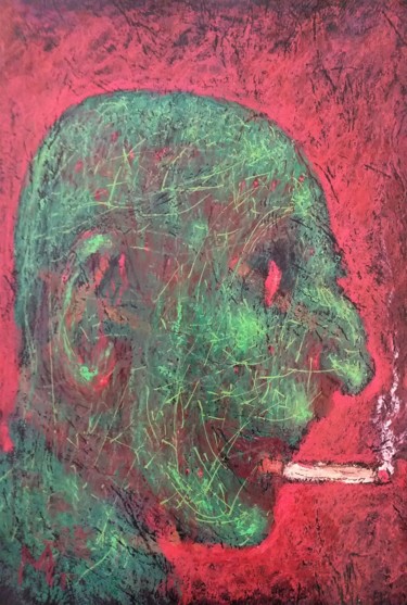 Рисунок под названием "The smoker" - Michele Carosella, Подлинное произведение искусства, Пастель