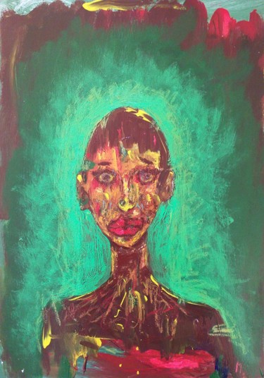 Painting titled "Girl 5" by Michele Carosella, Original Artwork, Tempera