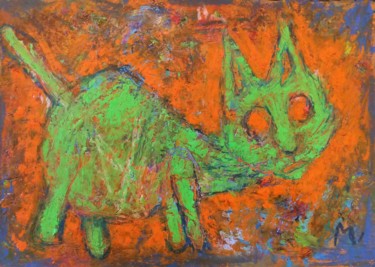 Disegno intitolato "Cat 2" da Michele Carosella, Opera d'arte originale, Pastello